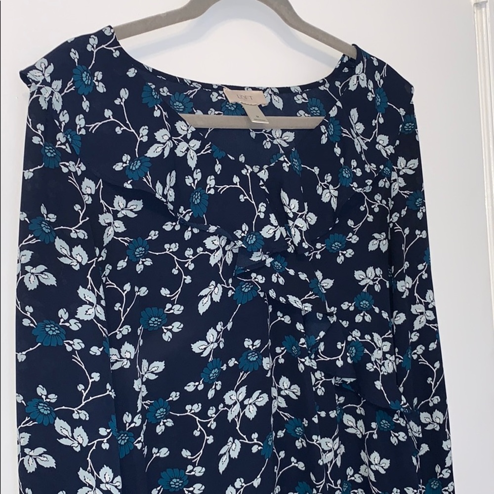 LOFT floral ruffled blouse - Picture 3 of 7